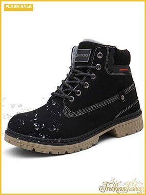Winter Snow Boots PU Synthetic Leather Lace-Up Ankle Booties